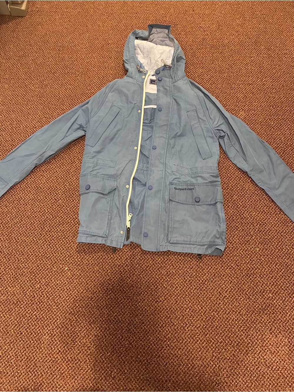 Vineyard Vines Light Blue Hooded Raincoat